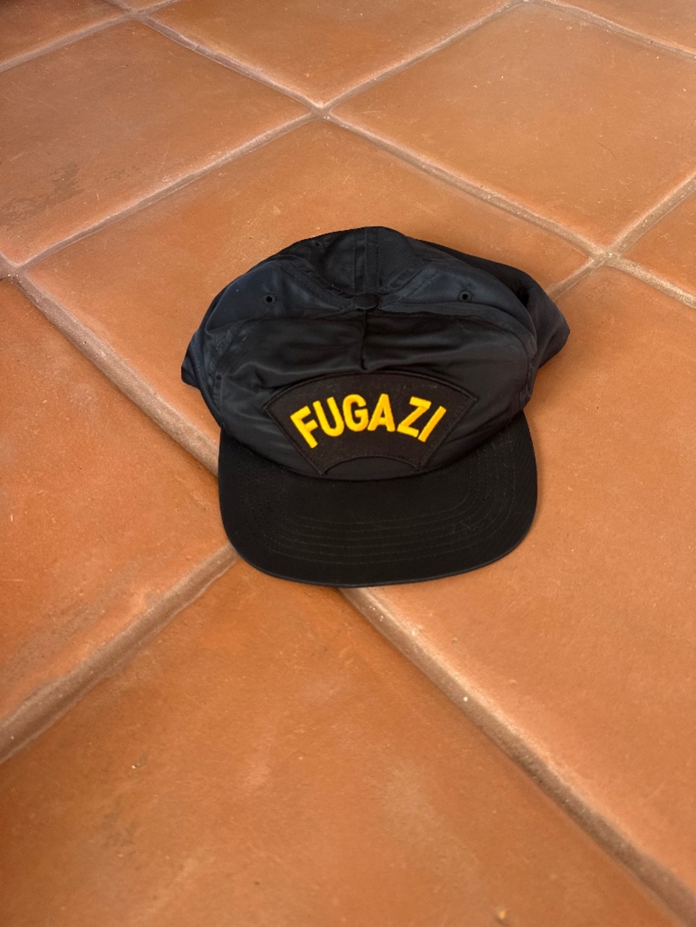 Supreme x Fugazi Black Nylon Camp Cap Yellow Patch SS15 Hat OS